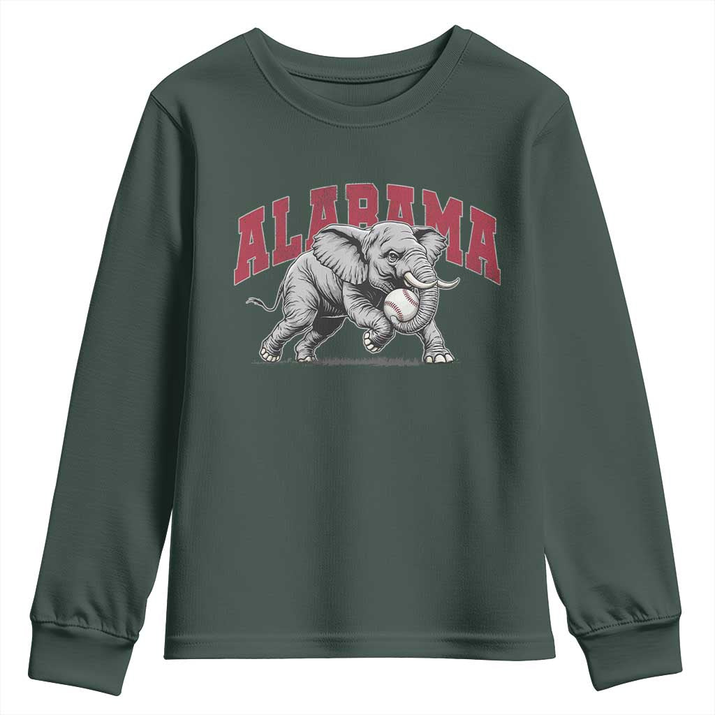 Alabama Fan Youth Sweatshirt Baseball Bama Mascot Game Day TS10 Dark Forest Green Print Your Wear