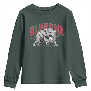 Alabama Fan Youth Sweatshirt Baseball Bama Mascot Game Day TS10 Dark Forest Green Print Your Wear