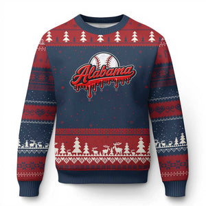 Alabama Baseball Ugly Christmas Sweater Bama Sports Team Game Day TS10 Navy Red Print Your Wear