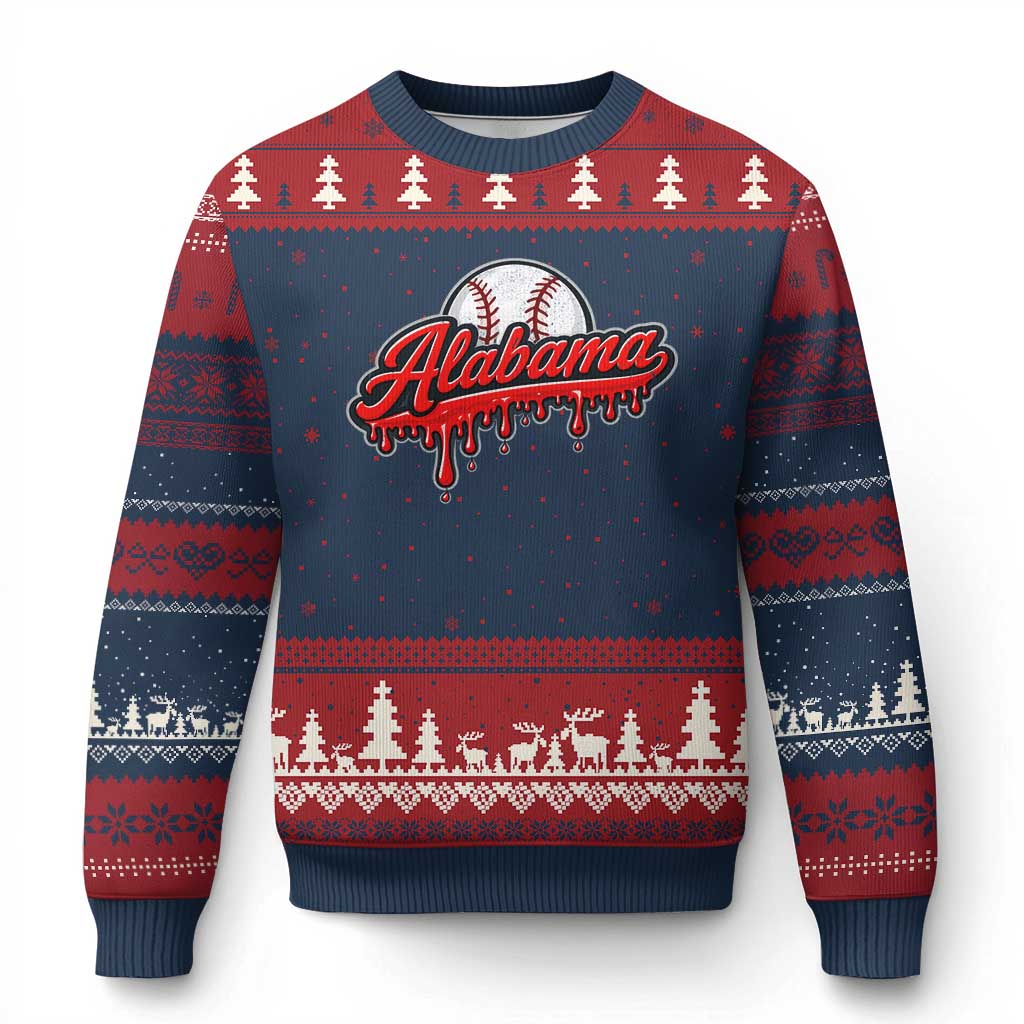 Alabama Baseball Ugly Christmas Sweater Bama Sports Team Game Day TS10 Navy Red Print Your Wear