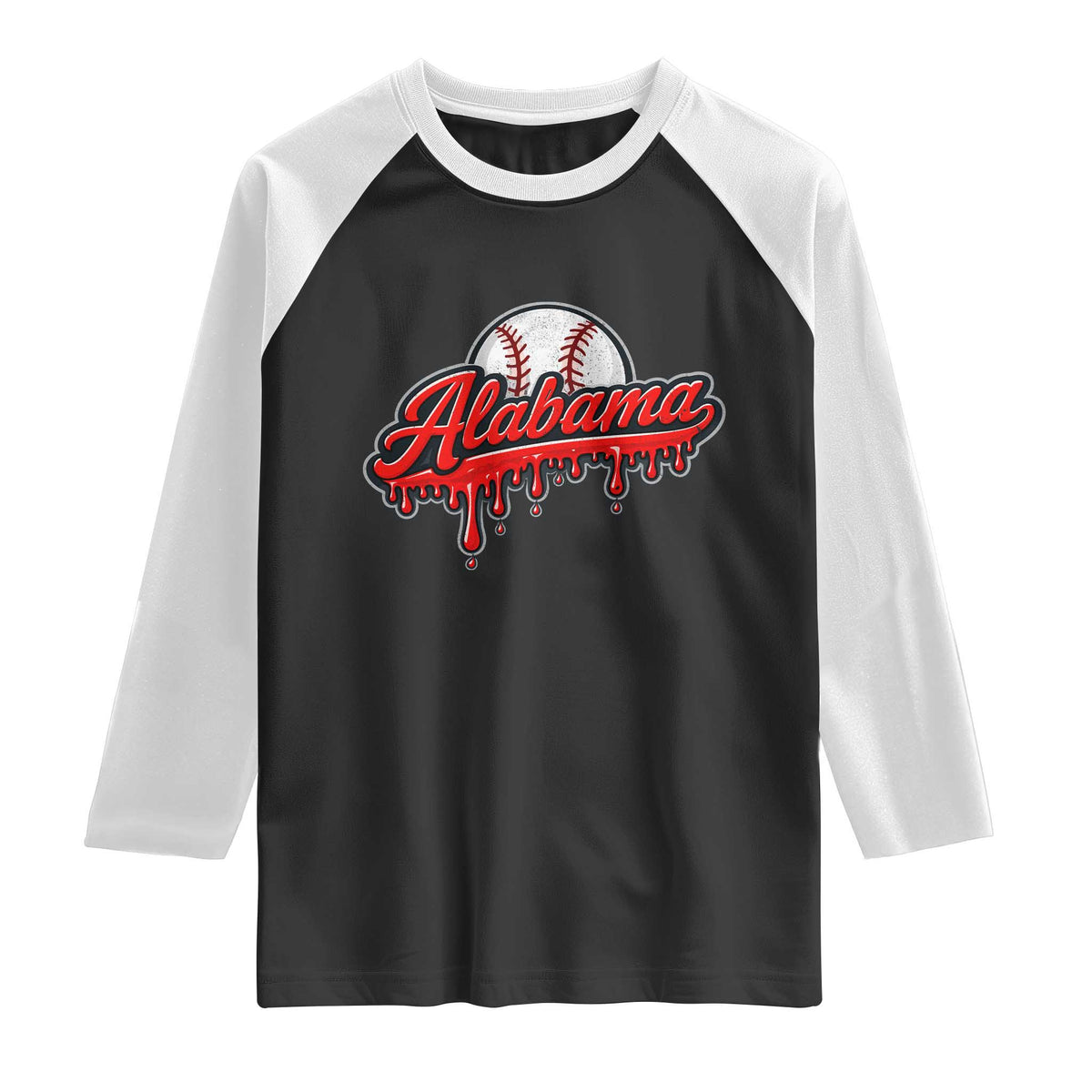 Alabama Baseball Raglan Shirt Bama Sports Team Game Day TS10 Black White Print Your Wear