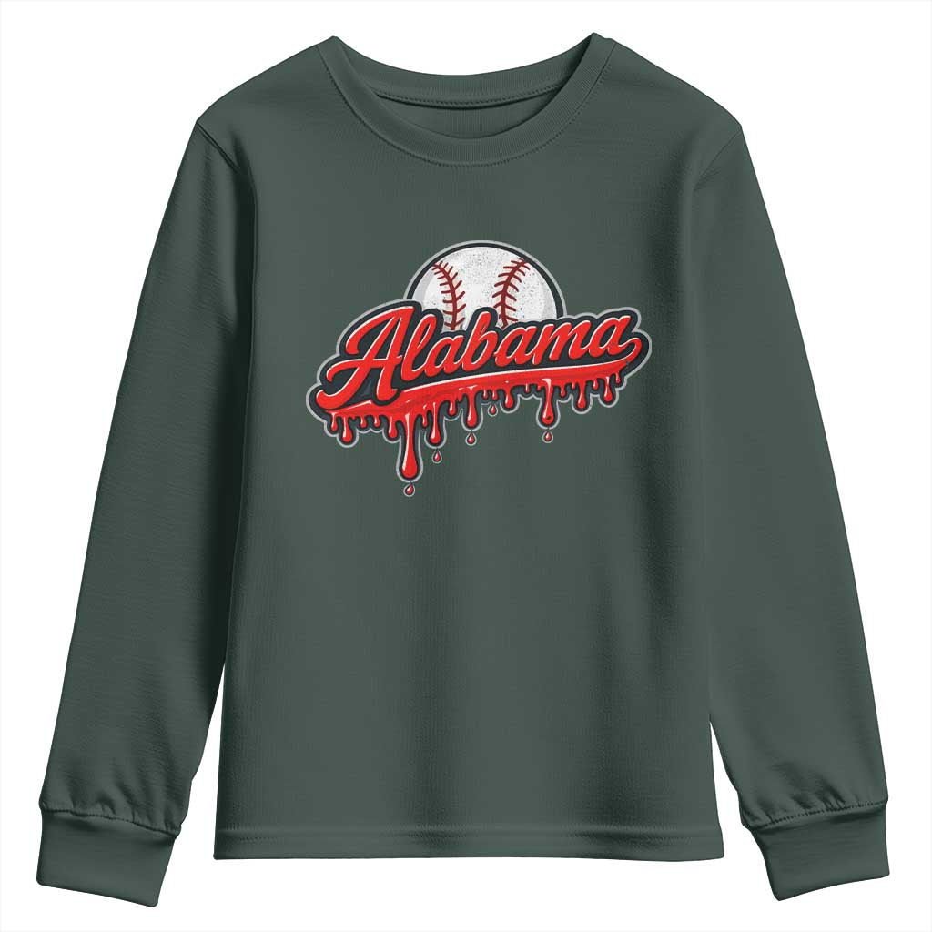 Alabama Baseball Youth Sweatshirt Bama Sports Team Game Day TS10 Dark Forest Green Print Your Wear