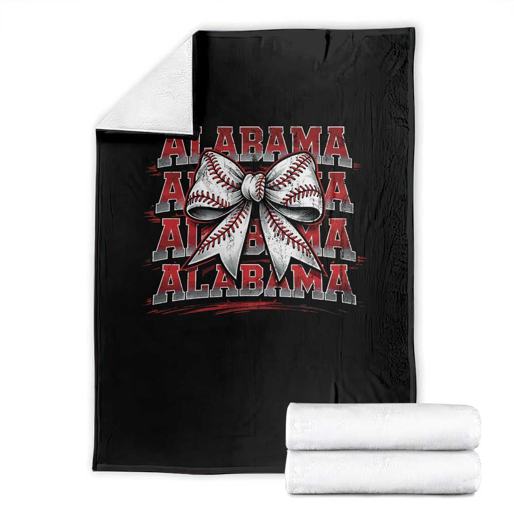 Alabama Fan Throw Blanket Vintage Bama Baseball Coquette Bow Women Girls Kids TS10 Black Print Your Wear