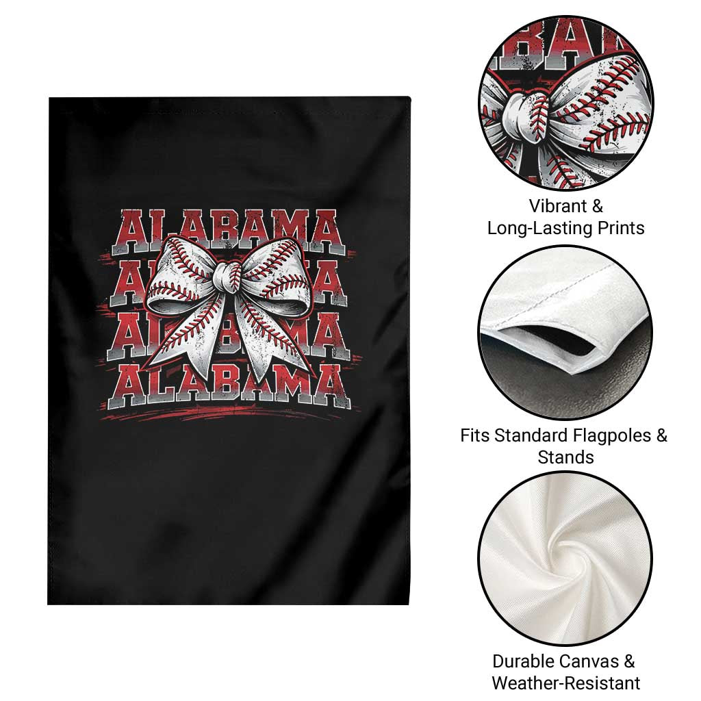 Alabama Fan Garden Flag Vintage Bama Baseball Coquette Bow Women Girls Kids TS10 Print Your Wear