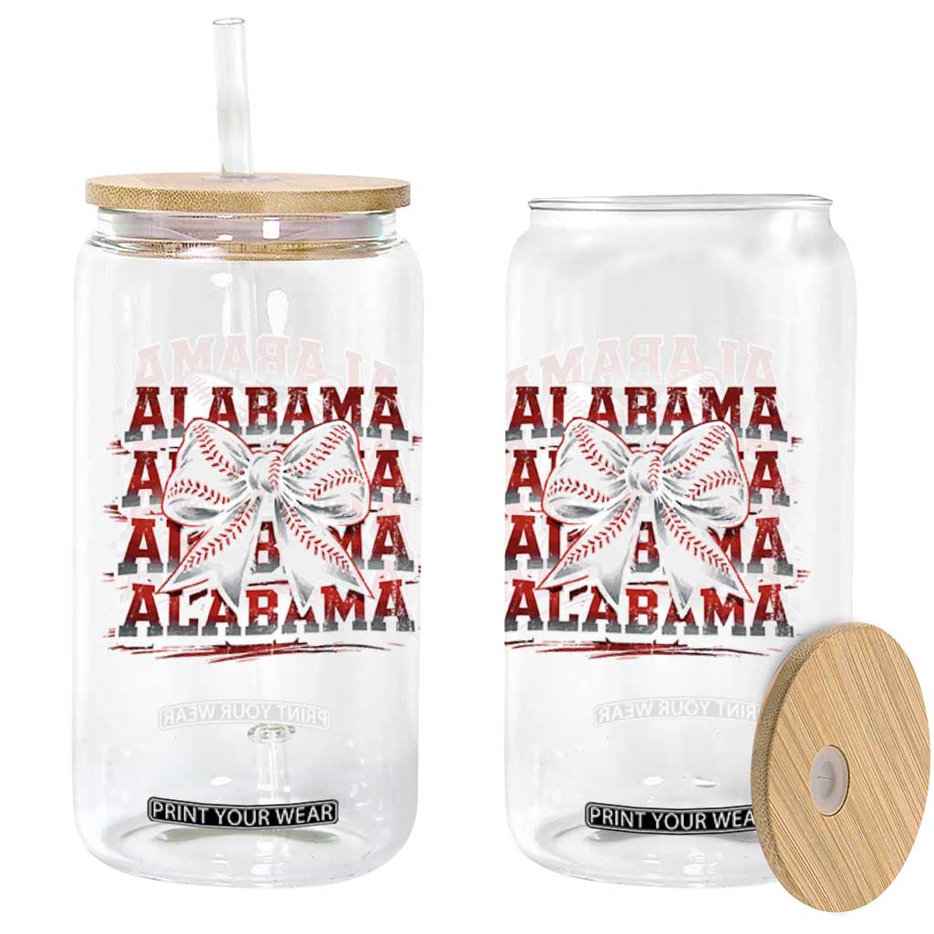 Alabama Fan Glass Can Vintage Bama Baseball Coquette Bow Women Girls Kids TS10 Print Your Wear