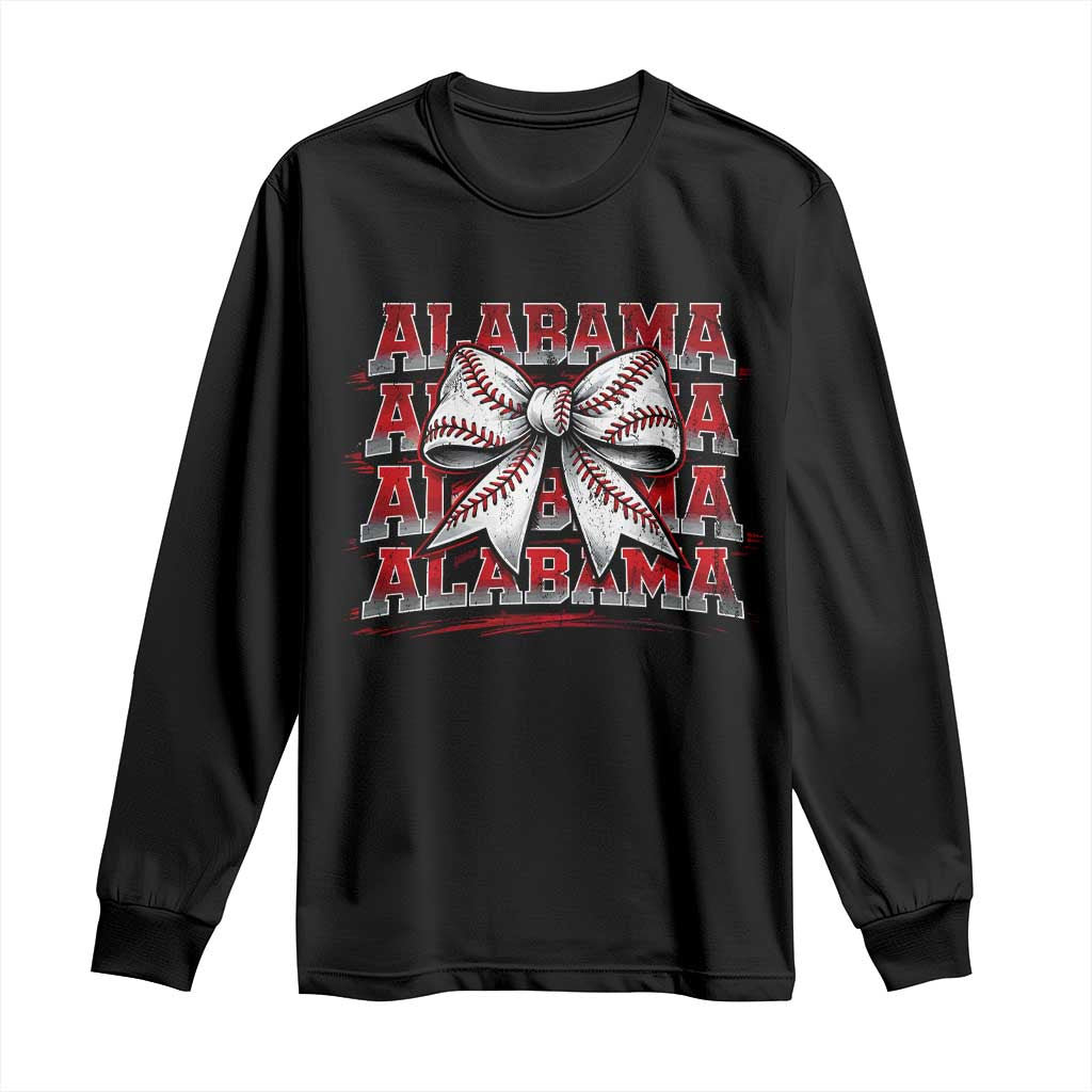 Alabama Fan Long Sleeve Shirt Vintage Bama Baseball Coquette Bow Women Girls Kids TS10 Black Print Your Wear