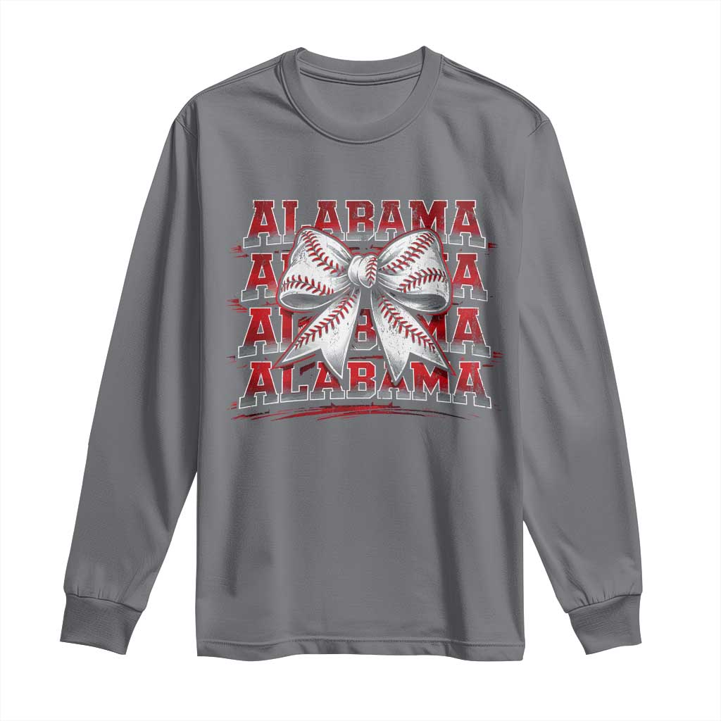 Alabama Fan Long Sleeve Shirt Vintage Bama Baseball Coquette Bow Women Girls Kids TS10 Charcoal Print Your Wear