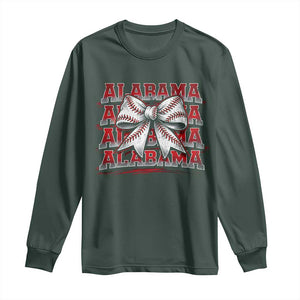 Alabama Fan Long Sleeve Shirt Vintage Bama Baseball Coquette Bow Women Girls Kids TS10 Dark Forest Green Print Your Wear