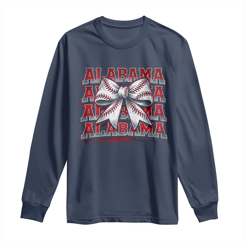 Alabama Fan Long Sleeve Shirt Vintage Bama Baseball Coquette Bow Women Girls Kids TS10 Navy Print Your Wear