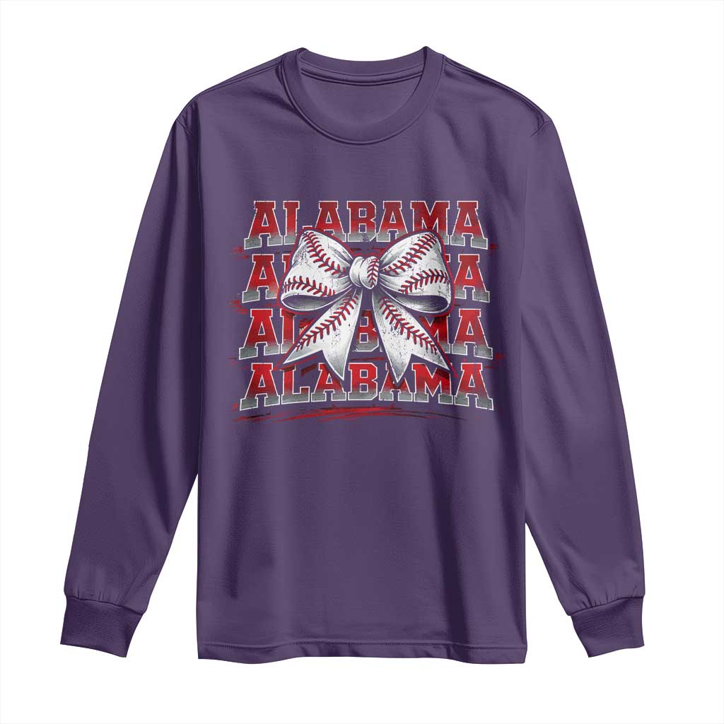 Alabama Fan Long Sleeve Shirt Vintage Bama Baseball Coquette Bow Women Girls Kids TS10 Purple Print Your Wear