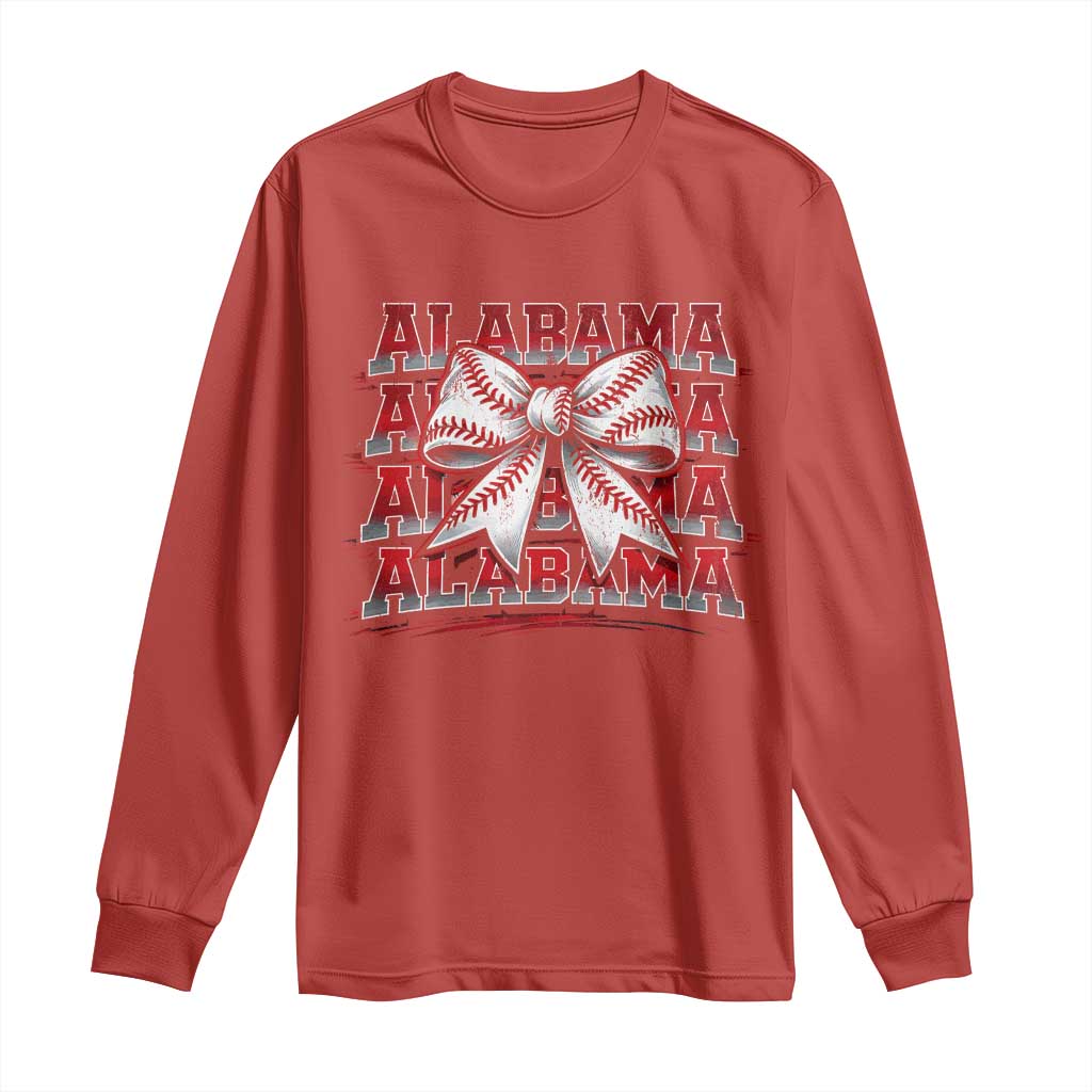 Alabama Fan Long Sleeve Shirt Vintage Bama Baseball Coquette Bow Women Girls Kids TS10 Red Print Your Wear