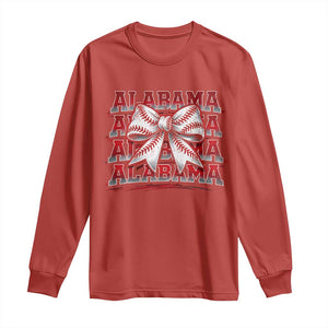 Alabama Fan Long Sleeve Shirt Vintage Bama Baseball Coquette Bow Women Girls Kids TS10 Red Print Your Wear
