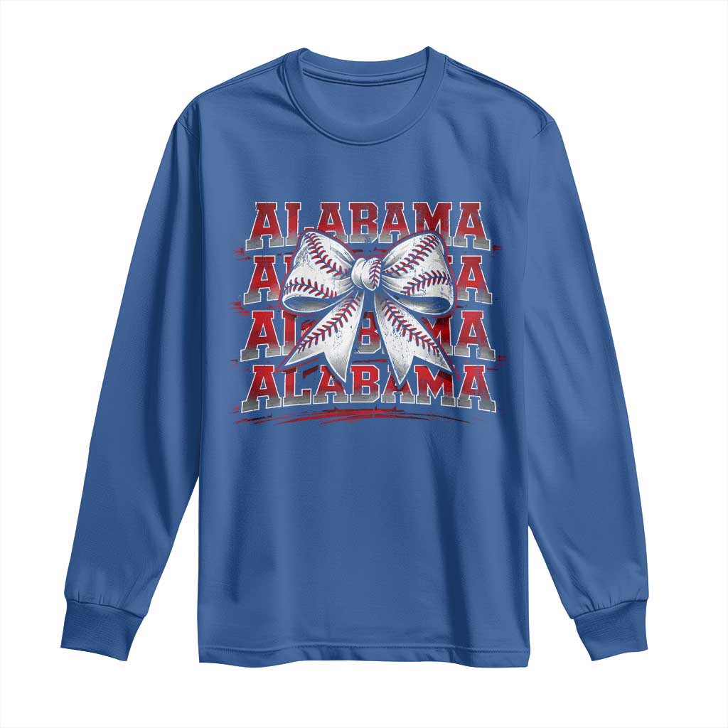 Alabama Fan Long Sleeve Shirt Vintage Bama Baseball Coquette Bow Women Girls Kids TS10 Royal Blue Print Your Wear