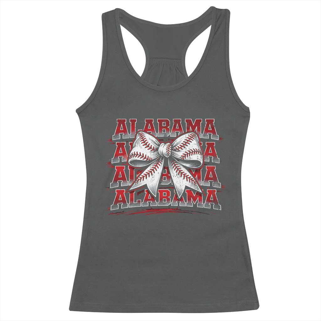 Alabama Fan Racerback Tank Top Vintage Bama Baseball Coquette Bow Women Girls Kids TS10 Dark Heather Print Your Wear
