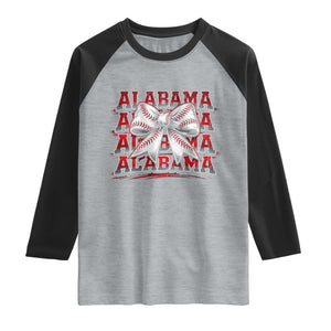 Alabama Fan Raglan Shirt Vintage Bama Baseball Coquette Bow Women Girls Kids TS10 Heather Gray Black Print Your Wear