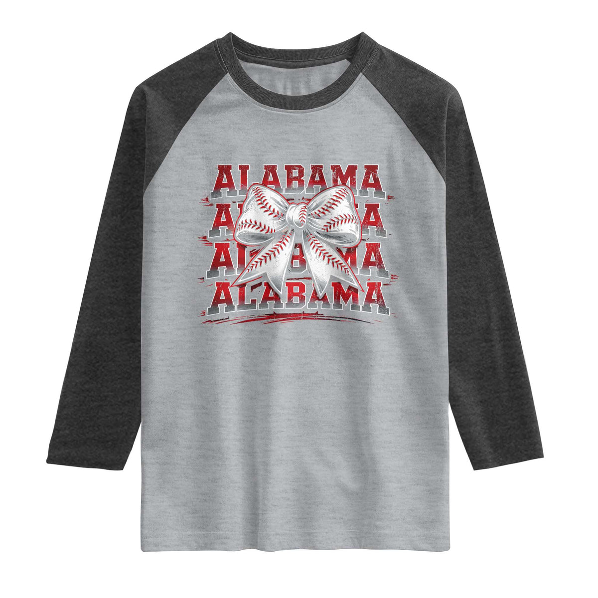 Alabama Fan Raglan Shirt Vintage Bama Baseball Coquette Bow Women Girls Kids TS10 Heather Gray Heather Charcoal Print Your Wear