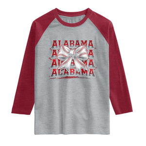 Alabama Fan Raglan Shirt Vintage Bama Baseball Coquette Bow Women Girls Kids TS10 Heather Gray Heather Red Print Your Wear