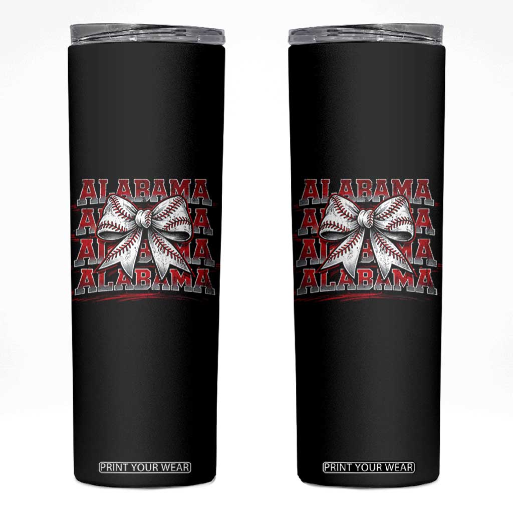 Alabama Fan Skinny Tumbler Vintage Bama Baseball Coquette Bow Women Girls Kids TS10 Black Print Your Wear