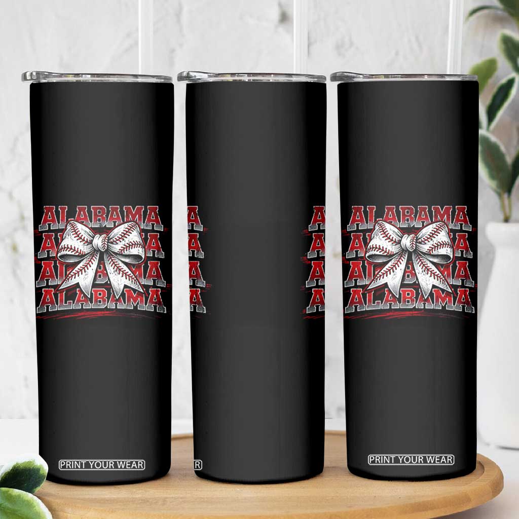 Alabama Fan Skinny Tumbler Vintage Bama Baseball Coquette Bow Women Girls Kids TS10 Print Your Wear