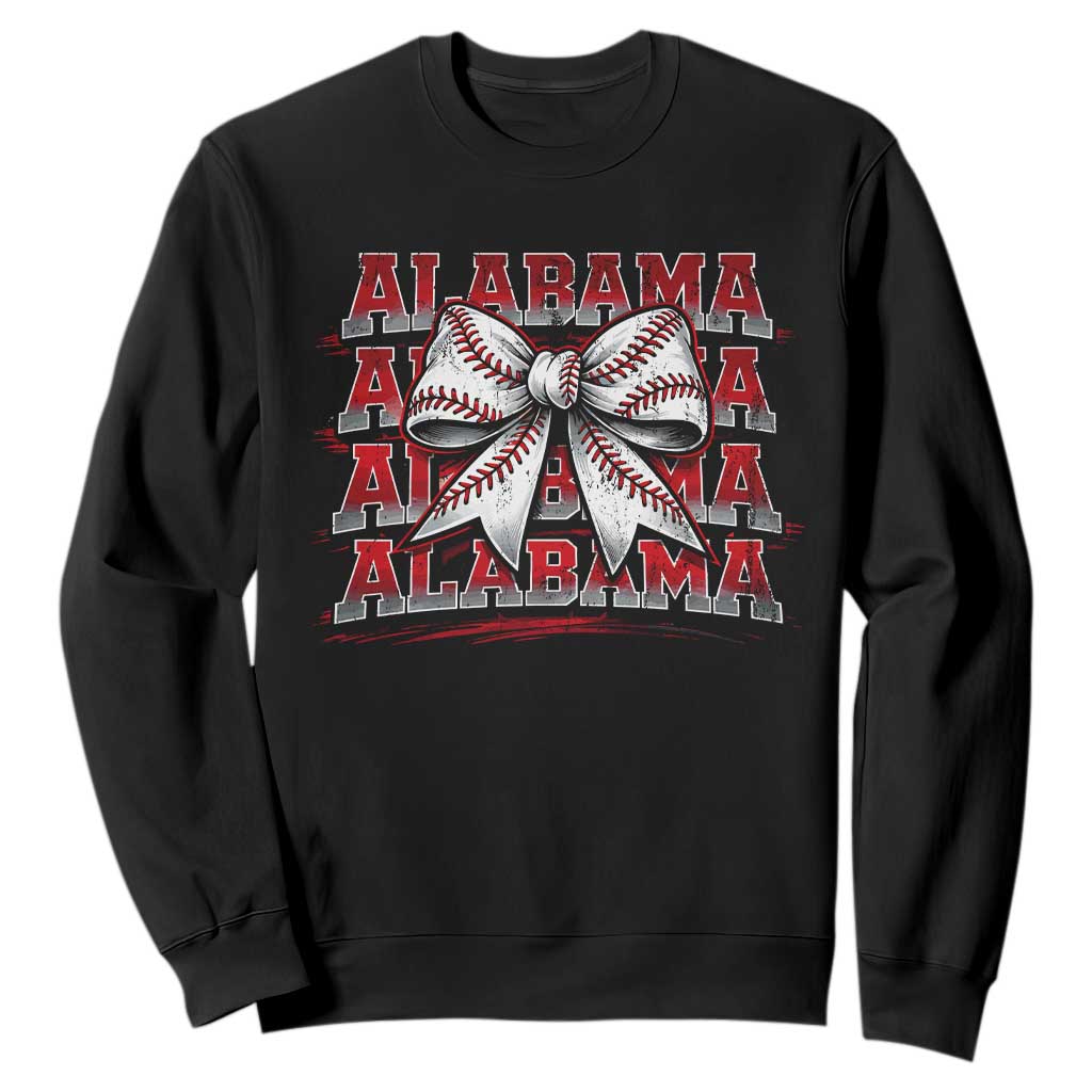 Alabama Fan Sweatshirt Vintage Bama Baseball Coquette Bow Women Girls Kids TS10 Black Print Your Wear