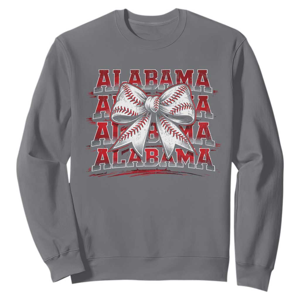 Alabama Fan Sweatshirt Vintage Bama Baseball Coquette Bow Women Girls Kids TS10 Charcoal Print Your Wear