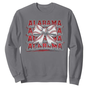 Alabama Fan Sweatshirt Vintage Bama Baseball Coquette Bow Women Girls Kids TS10 Charcoal Print Your Wear