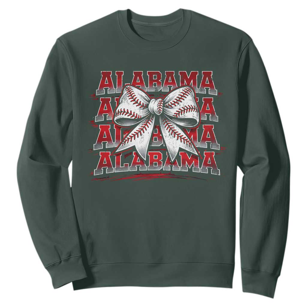 Alabama Fan Sweatshirt Vintage Bama Baseball Coquette Bow Women Girls Kids TS10 Dark Forest Green Print Your Wear