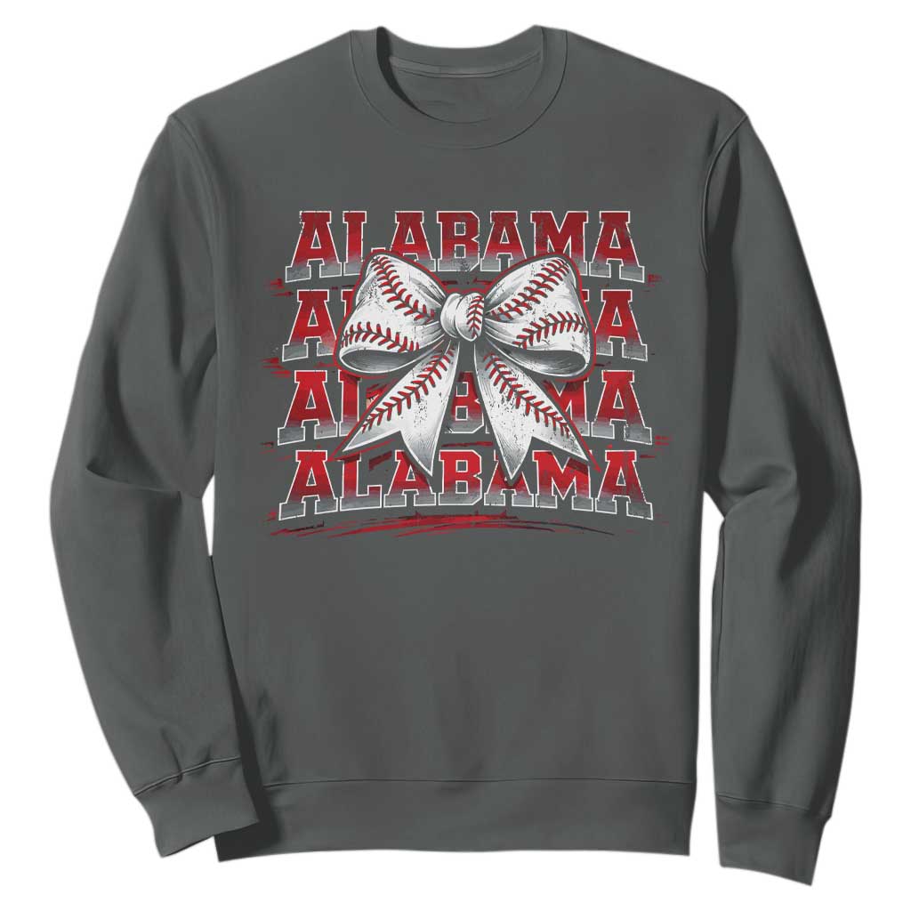 Alabama Fan Sweatshirt Vintage Bama Baseball Coquette Bow Women Girls Kids TS10 Dark Heather Print Your Wear