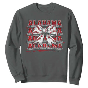 Alabama Fan Sweatshirt Vintage Bama Baseball Coquette Bow Women Girls Kids TS10 Dark Heather Print Your Wear
