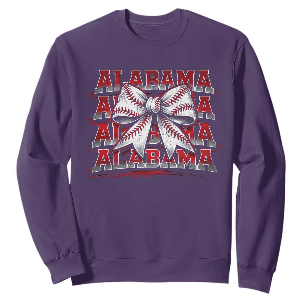 Alabama Fan Sweatshirt Vintage Bama Baseball Coquette Bow Women Girls Kids TS10 Purple Print Your Wear