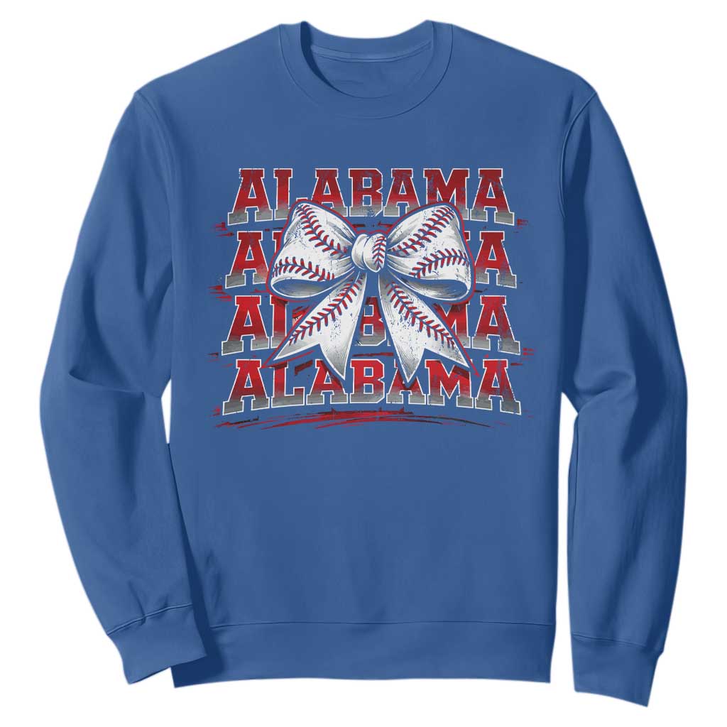 Alabama Fan Sweatshirt Vintage Bama Baseball Coquette Bow Women Girls Kids TS10 Royal Blue Print Your Wear