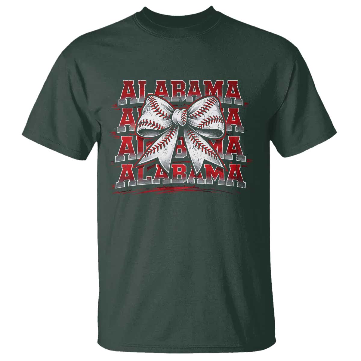 Alabama Fan T Shirt Vintage Bama Baseball Coquette Bow Women Girls Kids TS10 Dark Forest Green Print Your Wear