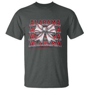 Alabama Fan T Shirt Vintage Bama Baseball Coquette Bow Women Girls Kids TS10 Dark Heather Print Your Wear