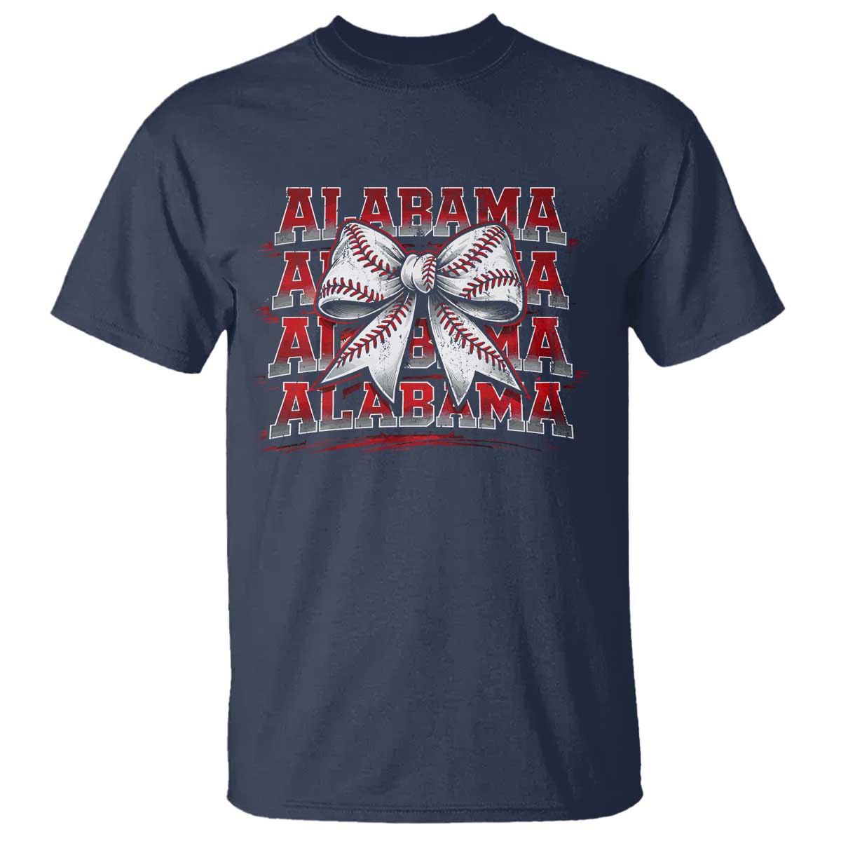 Alabama Fan T Shirt Vintage Bama Baseball Coquette Bow Women Girls Kids TS10 Navy Print Your Wear
