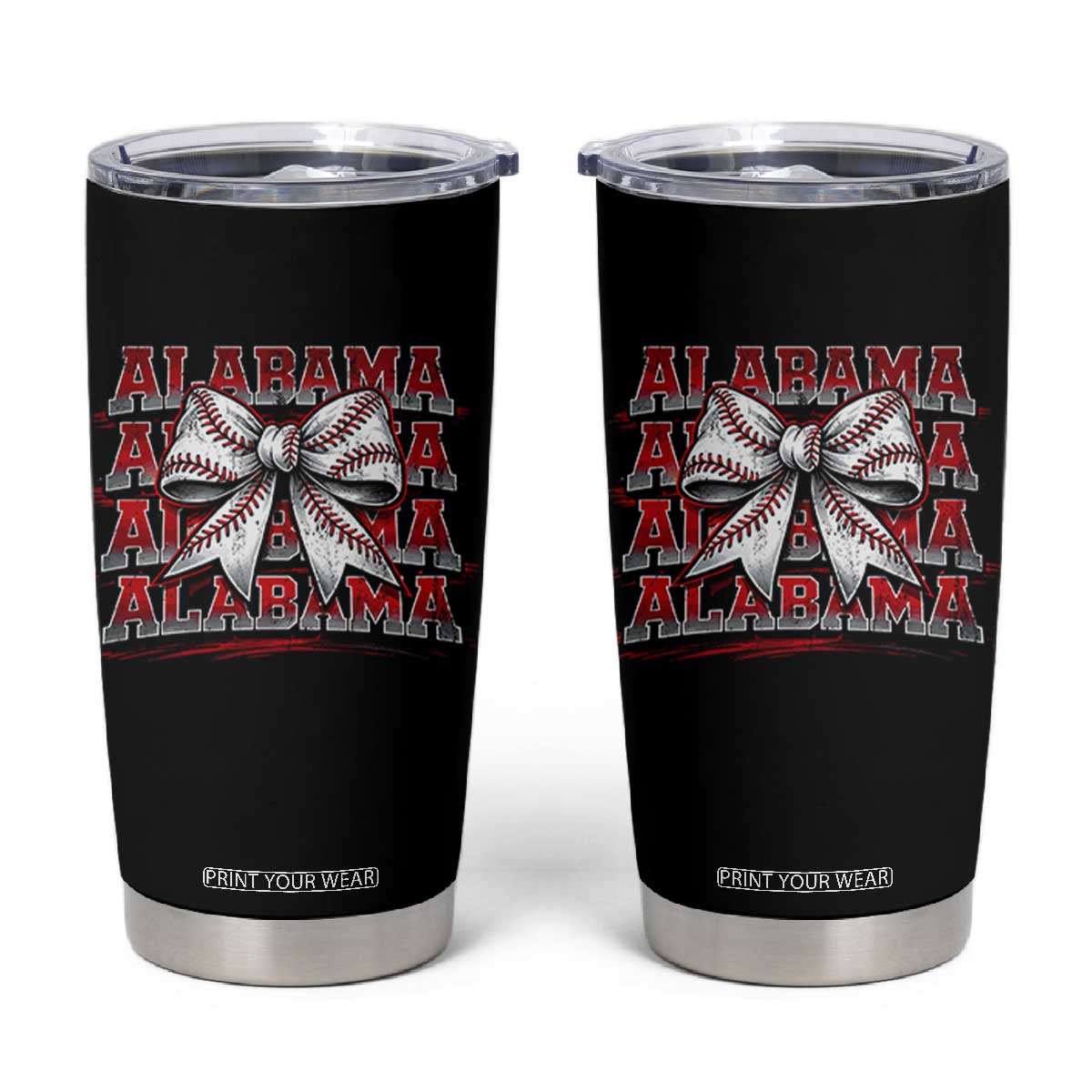 Alabama Fan Tumbler Cup Vintage Bama Baseball Coquette Bow Women Girls Kids TS10 Black Print Your Wear