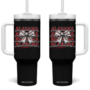 Alabama Fan Tumbler With Handle Vintage Bama Baseball Coquette Bow Women Girls Kids TS10 One Size: 40 oz Black Print Your Wear