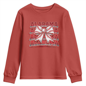 Alabama Fan Youth Sweatshirt Vintage Bama Baseball Coquette Bow Women Girls Kids TS10 Red Print Your Wear