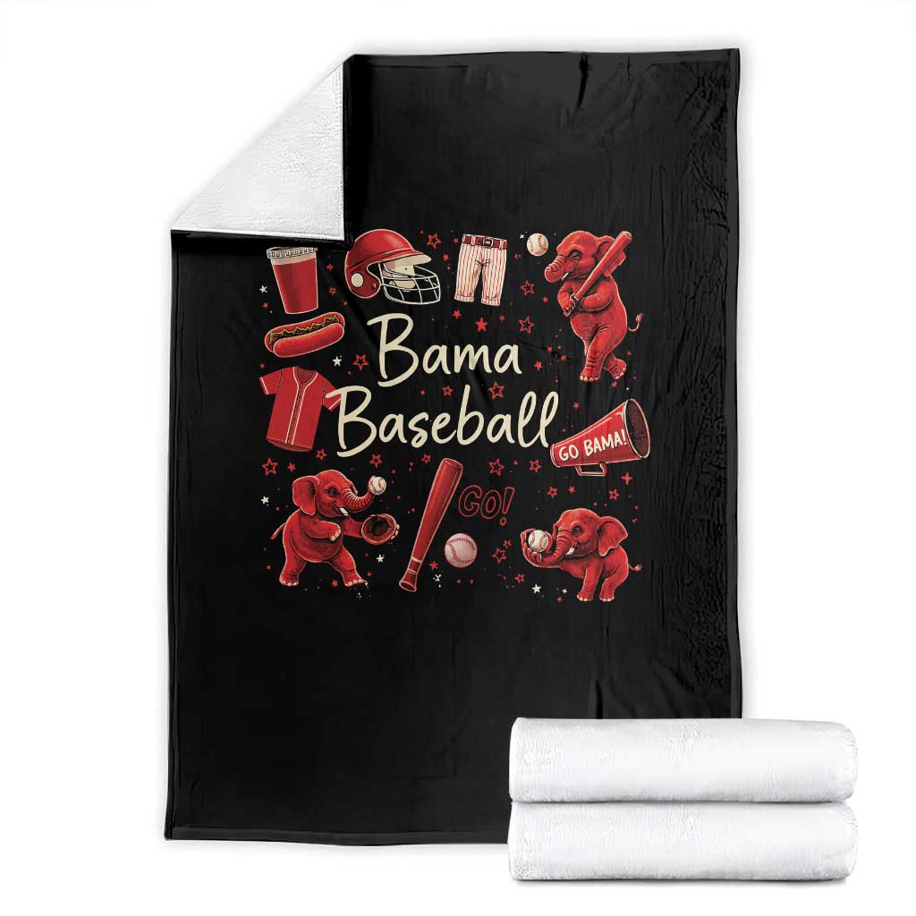 Alabama Baseball Throw Blanket Cute Trendy Bama Fan Game Day Doodle TS10 Black Print Your Wear