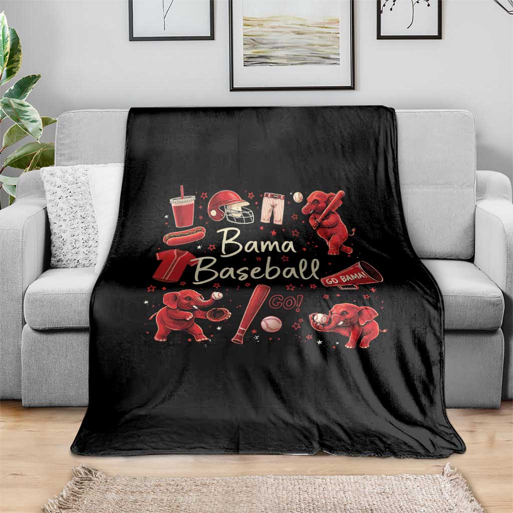 Alabama Baseball Throw Blanket Cute Trendy Bama Fan Game Day Doodle TS10 Print Your Wear