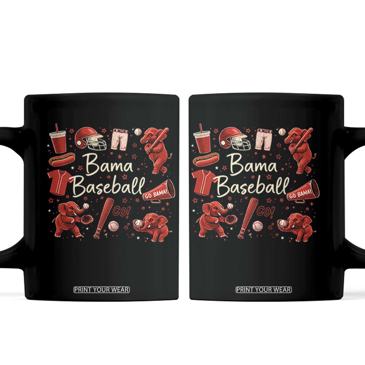 Alabama Baseball Coffee Mug Cute Trendy Bama Fan Game Day Doodle TS10 Black Print Your Wear