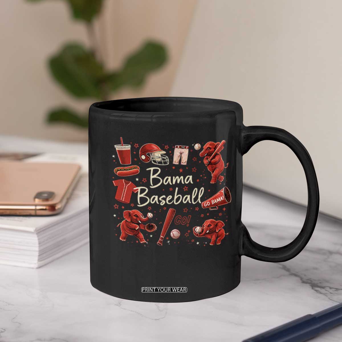 Alabama Baseball Coffee Mug Cute Trendy Bama Fan Game Day Doodle TS10 Print Your Wear
