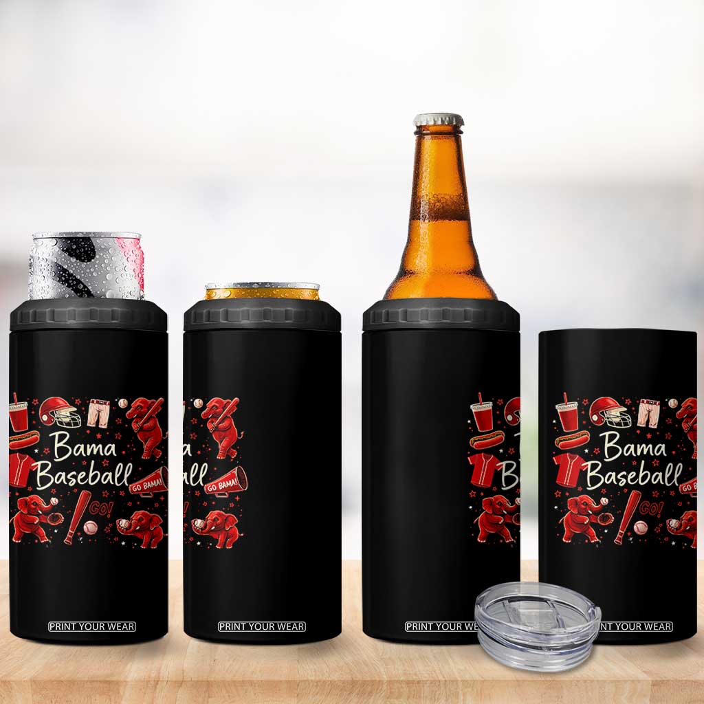 Alabama Baseball 4 in 1 Can Cooler Tumbler Cute Trendy Bama Fan Game Day Doodle TS10 Print Your Wear