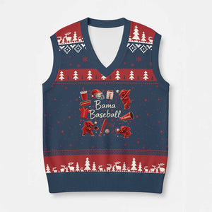 Alabama Baseball V-Neck Knit Sweater Vest Cute Trendy Bama Fan Game Day Doodle TS10 Navy Red Print Your Wear