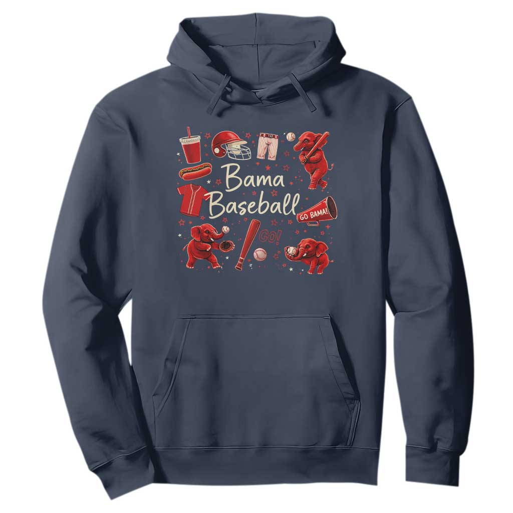 Alabama Baseball Hoodie Cute Trendy Bama Fan Game Day Doodle TS10 Navy Print Your Wear