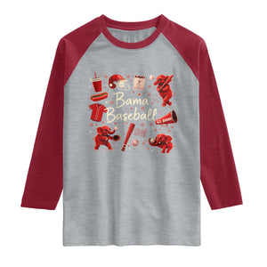 Alabama Baseball Raglan Shirt Cute Trendy Bama Fan Game Day Doodle TS10 Heather Gray Heather Red Print Your Wear