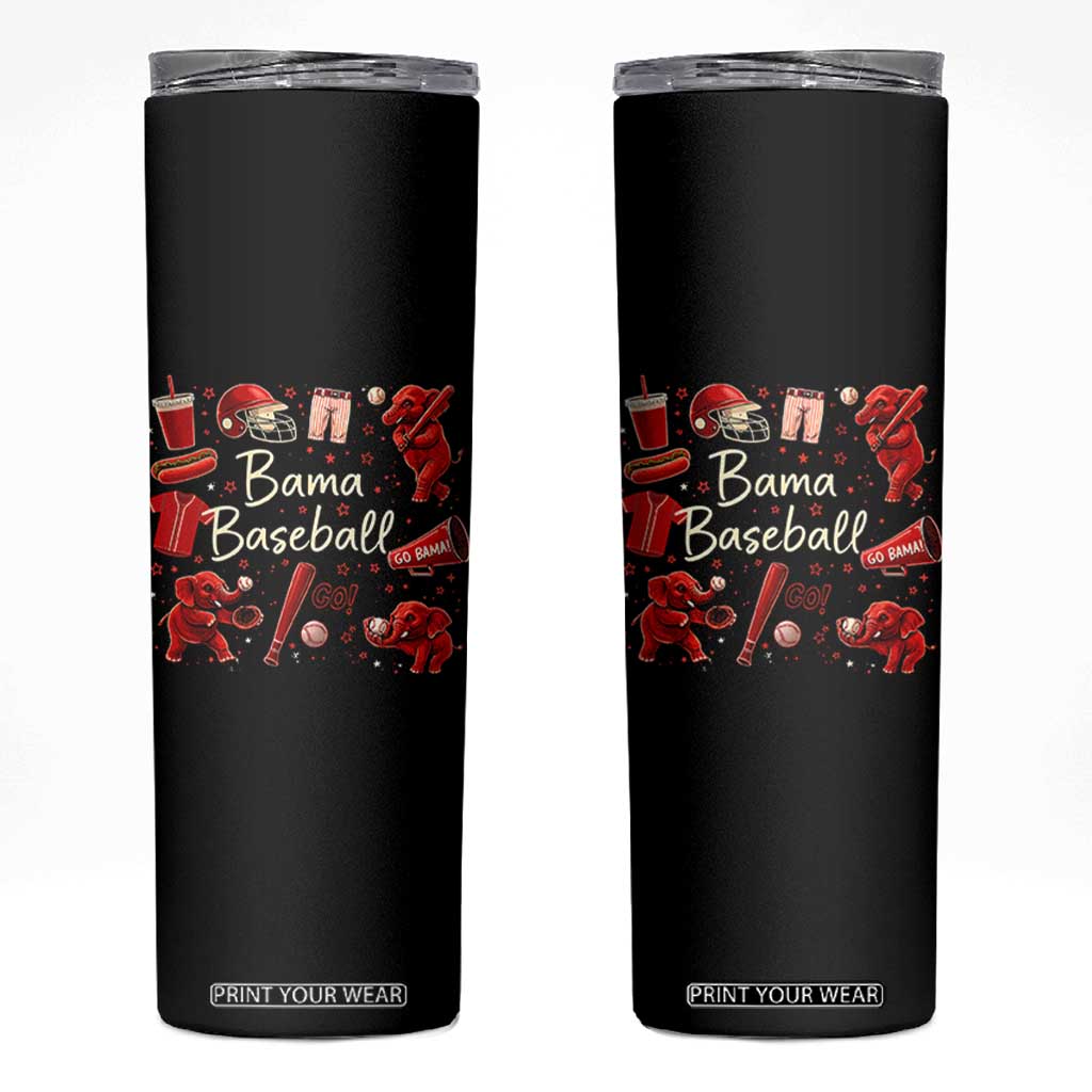 Alabama Baseball Skinny Tumbler Cute Trendy Bama Fan Game Day Doodle TS10 Black Print Your Wear
