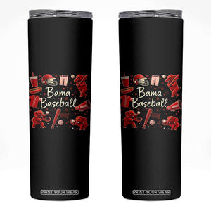Alabama Baseball Skinny Tumbler Cute Trendy Bama Fan Game Day Doodle TS10 Black Print Your Wear