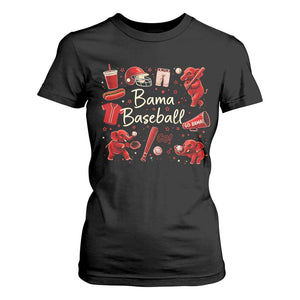 Alabama Baseball T Shirt For Women Cute Trendy Bama Fan Game Day Doodle TS10 Black Print Your Wear