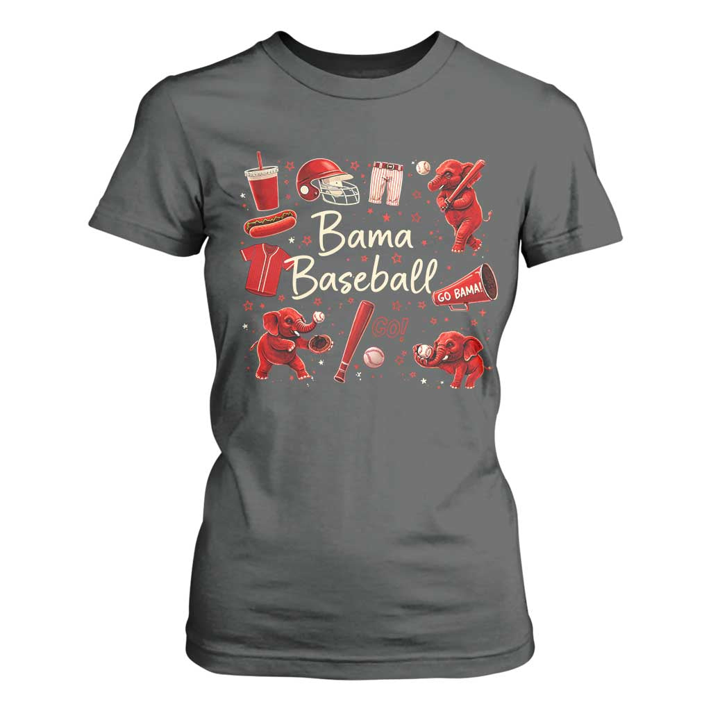 Alabama Baseball T Shirt For Women Cute Trendy Bama Fan Game Day Doodle TS10 Dark Heather Print Your Wear