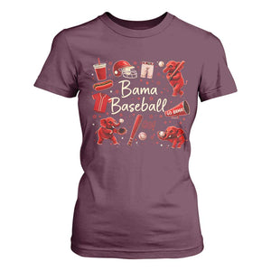 Alabama Baseball T Shirt For Women Cute Trendy Bama Fan Game Day Doodle TS10 Maroon Print Your Wear